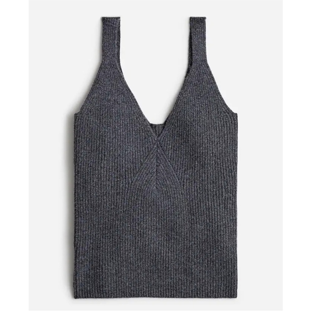 J. Crew Charcoal Gray Ribbed V-Neck Sweater Tank
